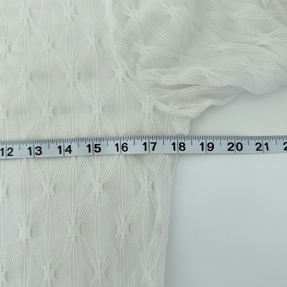 Maurices Argyle Sheer Mock Neck Top Solid White Long Sleeve Bridal Large Women’s - Picture 6 of 10